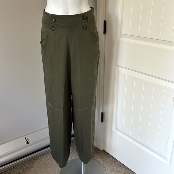 Anthropologie Eva Franco Pant Wide Leg Side Zip Button Front Pockets Sz 6 NEW - Picture 1 of 11